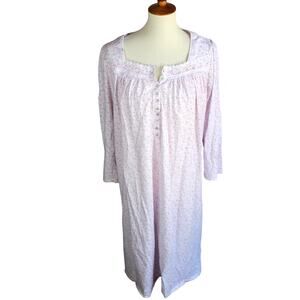 Eileen West Nightgown Womens Large Pink Floral Cotton Cottagecore Sleep Dress